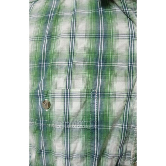 Wrangler Rugged Wear Mens XL Green Plaid Short Sleeve Button Up Work Shirt - Picture 2 of 11